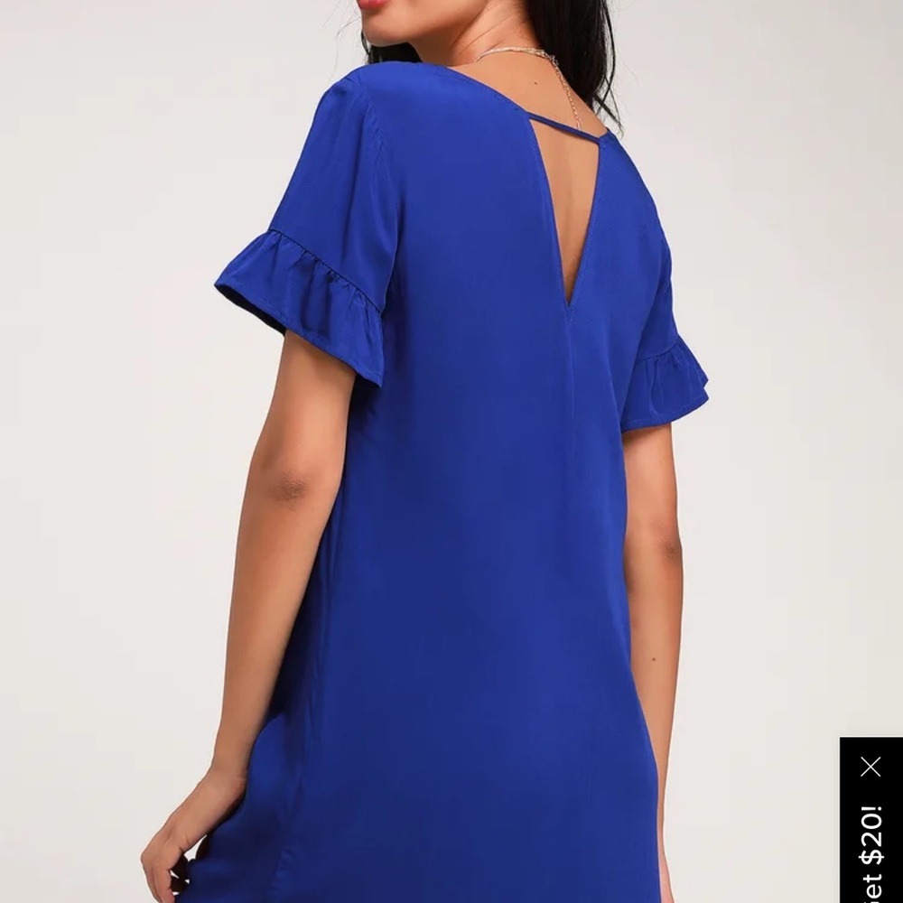 Lulu's Royal Blue Ruffle Sleeve Shift Dress - Picture 3 of 5